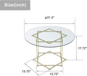 Adiba ของตกแต่งบ้านทำด้วยมือทันสมัยแบบดั้งเดิมที่แข็งแรงทนทานโต๊ะกาแฟกระจกนิรภัยแบบยืดขยายได้สำหรับรับประทานอาหารในห้องนั่งเล่น - Product Image 2