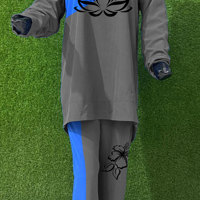 Ensemble long 2 pièces décontracté pour femmes musulmanes grandes tailles, en molleton uni vintage 100% coton écologique et imperméable, avec sweat à capuche à manches longues