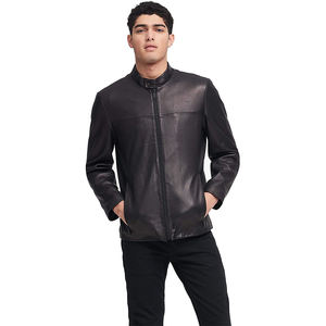 Veste en cuir pour homme, personnalisée, imperméable, respirante, coupe-vent, en nylon/coton, avec logo frontal, en spandex/polyester, chaude, lavée, printemps - Product Image 6