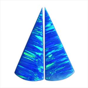 Par de Ópalos de Fuego Azul Verde Brillante, Corte Trillón, Cabujón de 38x15x2 MM, Hermosa Piedra Preciosa Brillante para Joyería Fina - Product Image 1