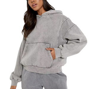 Vêtements d'hiver Nouveaux sweats à capuche respirants anti-rides à la mode pour femme Premium Quality New Design Women Acid Wash Hoodie - Product Image 1