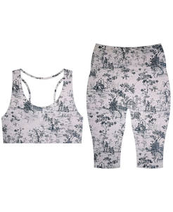 Ensemble de sport 2 pièces personnalisé en gros, sublimé, grande taille, haut de yoga, soutien-gorge de sport et short de sport taille haute - Product Image 4