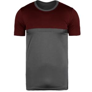 T-shirt à manches courtes pour hommes, couleur bordeaux et gris anthracite, bicolore, décontracté, col rond, coupe classique, t-shirt classique - Product Image 1