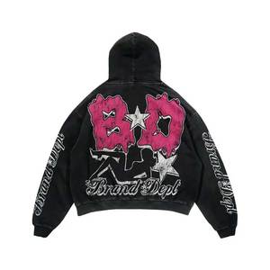 Logo personnalisé motif graphique respirant lavage à l'acide cordon survêtement 100% coton éponge tissu pour grande taille printemps saison - Product Image 3