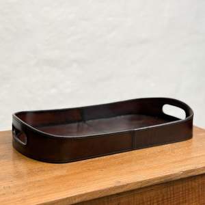 Bandeja multiusos de cuero oscuro con costuras de alta gama para café de desayuno o servicio de aperitivos elegante a domicilio - Product Image 4