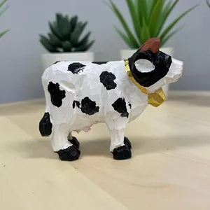 YEEYAYA Scultura in Legno Intagliata a Mano di Mucca 3\" per Decorazione Casa Regalo di Natale o Arredo con Animali da Fattoria dal Zoo - Product Image 4