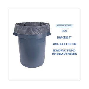 Bolsas Industriales para Basureros Boardwalk H8046PGK, 45 Galones, Lineales, Baja Densidad, 1.3 Mil, 40x46, Gris, 100/Caja - Product Image 6