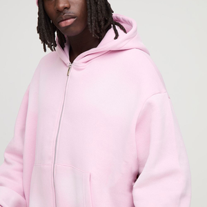 Alta calidad 100% algodón 400Gsm hombres Sun Fade Wash Zipper Hoodies Custom Screen Printed Logo Baggy Hoodie para hombres - Product Image 2