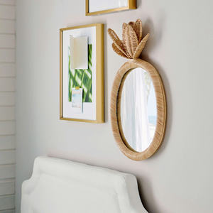 Espejo de Pared de Ratán Natural con Forma de Fruta, Espejo Redondo con Marco de Mimbre Tejido a Mano, Estilo Bohemio Chic, Rústico y Costero - Product Image 5