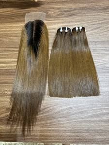 Hot Color Virgin Vietnamese Raw Hair Extensions Women's Soft Natural Wave Hair Bundles with Lace Closure - Product Image 4