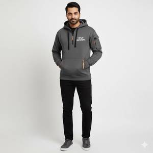 Sweat à capuche en molleton 100% coton tout usage, col à capuche, tissu respirant, coupe régulière, intérieur doux, coupe-vent - Product Image 3