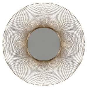 Espejo de pared moderno mínimo de lujo Alambre de hierro oro Metal Starburst 46 \ "X 2 \" X 46 \ "hecho a mano hogar decorativo enmarcado Baño - Product Image 1