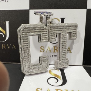 Pendentifs et breloques personnalisés avec initiale en lettres glacées, argent S925, breloque hip-hop, pendentif en diamant moissanite VVS, bijoux fins - Product Image 2