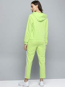 Ensemble de survêtements de sports d'hiver pour femmes 100% coton solide 2 pièces écologique personnalisé pantalon de survêtement à capuche zippé à la mode doublé polaire - Product Image 4