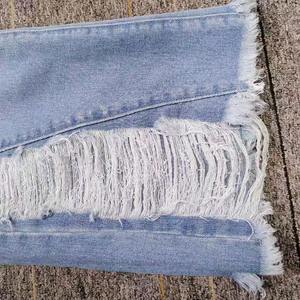 2024 Nova Chegada Algodão Respirável Perna Larga Conforto-Stretch Denim <span class=keywords><strong>Jeans</strong></span> Escuro Plus Size Decoração Do Laço OEM/ODM