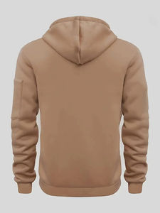 Sudadera con capucha con cremallera informal para hombre de calidad superior OEM ODM bolsillo canguro Color sólido Otoño Invierno deportes Casual mezcla de poliéster - Product Image 2
