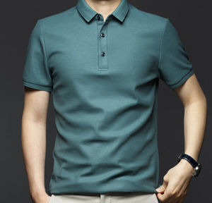 Suministro de fábrica de alta calidad de verano transpirable poliéster Color sólido hombres camiseta personalizada de talla grande hombres camiseta algodón poli - Product Image 3