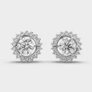 Boucles d'oreilles en or blanc 10K/14K/18K avec diamants de laboratoire taille princesse pour femmes - Product Image 3