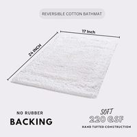 Tapis de bain 100% coton pur, super doux, absorbant, tufté, moderne, 17x24, réversible, fait main, lourd, lavable, pour la maison et l'hôtel