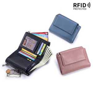 Ando <b>Bag</b> Genuine Cowhide Leather Small Wallet for <b>Women</b> Compact Card Holder Coin Purse with Zipper Pockets - Product Image 1