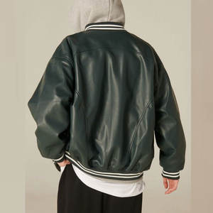 Veste Versity de style récent Veste Versity en cuir avec logo personnalisé Veste Versity en cuir noir unisexe unie pour hommes Veste Versity en cuir - Product Image 4