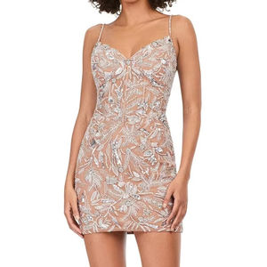 Twinkling sin mangas elegantes vestidos de noche escote corazón vestido de longitud corta bordado antiestático decoración para fiestas cenas - Product Image 1