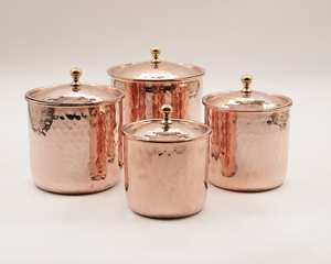 Contenedor de cobre de latón, regalo del Día de la madre, Juego de 4 tarros de cobre, caja de almacenamiento, recipiente de cobre hecho a mano, decoración de cocina a medida - Product Image 5