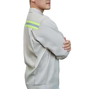 Ensemble de vêtements de travail pour femmes à manches longues beige en tissu TC, sécurité, anti-rétrécissement, uniforme FMF, haute visibilité, respirant - Product Image 2