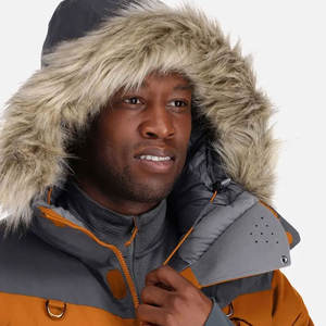2024 Venta caliente chaqueta Parka para hombre Color sólido impermeable diseño impreso largo con decoración de piel nueva colección fresca - Product Image 5