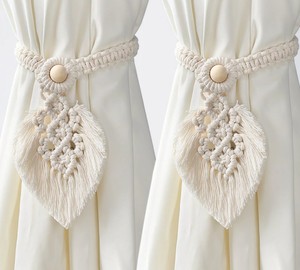 Macrame <b>Curtain</b> Tie Backs, Boho Hold Back, Woven <b>Curtain</b> Tie Back Set, <b>Curtain</b> Ties Pullback, , Rope <b>Curtain</b> Tieback - Product Image 1