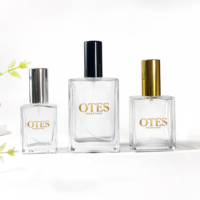 Vente en gros d'atomiseurs de parfum rectangulaires vides personnalisés, rechargeables, vaporisateur de parfum 100 ml, flacon de parfum rechargeable en verre