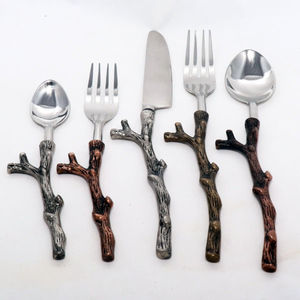 Juego de cubiertos de acero inoxidable de 5 piezas de diseño real con mango Chapado en cobre Juegos de cubiertos sostenibles Bodas Precio competitivo - Product Image 5