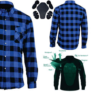 Chemise de course moto unisexe en tissu flanelle % polyester, manches longues, fermeture éclair, bouton, protection de la poitrine, OEM, été, coupe-vent - Product Image 3