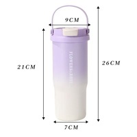 Mug à café isotherme en acier inoxydable à double paroi, personnalisé, portable, 700 ml, 2 en 1, avec double couvercle pour boire
