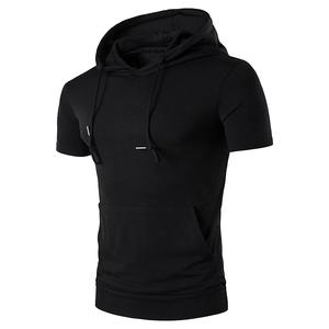 Chaleco con capucha de manga corta para hombre, sudadera de entrenamiento para gimnasio, Fitness, correr, culturismo, ropa deportiva, Jersey - Product Image 3