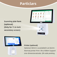 Systèmes de point de vente Android 15,6 pouces Écran tactile 10 points Tout-en-un Caisse enregistreuse 1920x1080 Résolution 2 Go/32 Go SSD Thermique