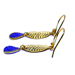 Wedding Wear 925 Sterling Silver Gold Plated Jewelry Tanzanite Gemstone Women Wear Feaf <b>Earring</b> - Product Image 4