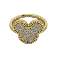 Bague de cocktail pour femme en argent sterling 925, pavée de zircone cubique, plaquée rhodium, motif Mickey Mouse, personnalisable, bijoux pour mariage et fête