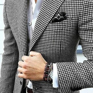 Men's Slim Fit Houndstooth Business <b>Suits</b> Blazer Italian Notched Lapel Double Breasted <b>Suit</b> <b>Jacket</b> Breathable Anti-Wrinkle - Product Image 5