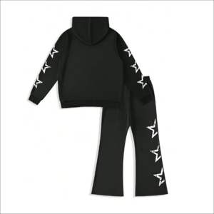 Venta caliente de las mujeres de peso pesado Streetwear con capucha Sweatsuit Set Sólido Impreso Drop Shoulder Jogger Pantalones Sweatsuit - Product Image 3