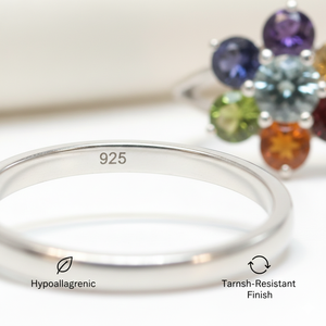 Anillo de Plata de Ley 925 con 7 Piedras Preciosas de Chakra, Chapado en Plata, Joyería Espiritual - Product Image 4