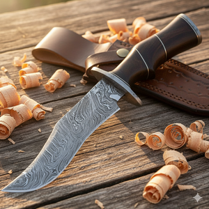 Cuchillo de acero D2 hecho a mano de 10 pulgadas de largo, Bowie, cuchillos de caza de hoja fija de espiga completa con mango de palisandro - Product Image 1