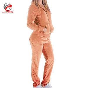 Ensemble de survêtement pour femme en velours uni, respirant, écologique, sweat-shirt à fermeture éclair intégrale et pantalon de jogging décontracté avec poches - Product Image 3
