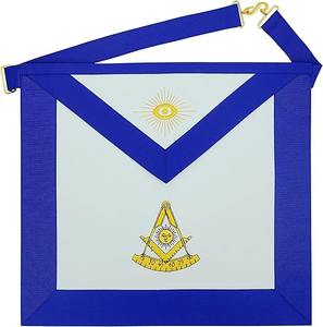 Past Master Masonic <b>Apron</b> <b>White</b> Synthetic Leather, Embroidered Emblem, Adjustable Belt Origin Imported - Product Image 1