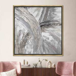 Decoración Moderna para el Hogar: Lienzo Decorativo con Estampado de Mármol Gris Plateado, 1 Pieza con Marco Dorado - Product Image 1