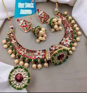 Premium Quality Kundan Set <b>Long</b> Back Side <b>Chain</b> <b>Necklace</b> Traditional Women Jewelry for Wedding Party Wear Elegant Design - Product Image 6