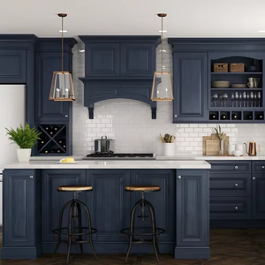 Hiện đại rắn gỗ màu xanh RTA tủ bếp nhà máy sản xuất sơn mài cửa Bảng điều chỉnh bề mặt bếp đảo - Product Image 1