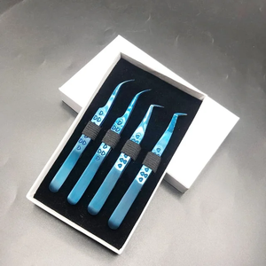 Pinzas de extensión de pestañas con agarre de fibra, pinzas de punta de fibra de oro negro mate, aplicador de pestañas, pinzas de punta de diamante para extensión de pestañas - Product Image 5