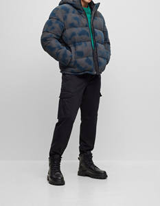 Chaqueta Acolchada de Lona para Hombre, Estilo Casual, Impermeable, con Capucha y Cuello Camisero, Cierre de Cremallera, Talla Grande, para Invierno - Product Image 2