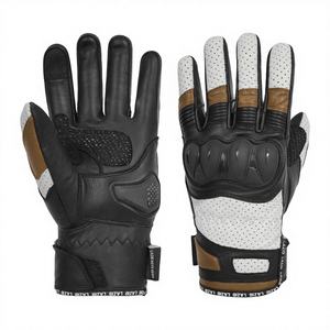 Gants de moto en cuir de vachette véritable de haute qualité, à doigts entiers, paume rembourrée, design respirant, gants de sport d'extérieur - Product Image 1